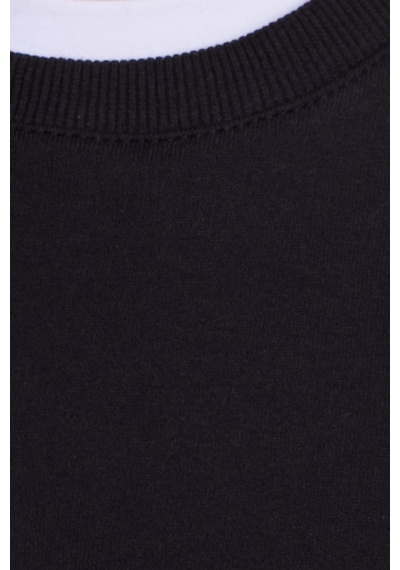 Tudors Kadın Oversize Geniş Kesim Pamuklu Bisiklet Yaka Siyah Sweatshirt-39923 SiYAH