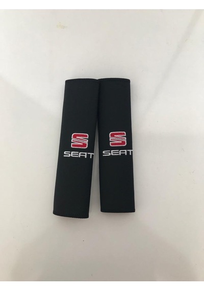 Seat Nakışlı Deri 1 Çift Boyun Yastık Ve 1 Çift Kemer Pedi Siyah