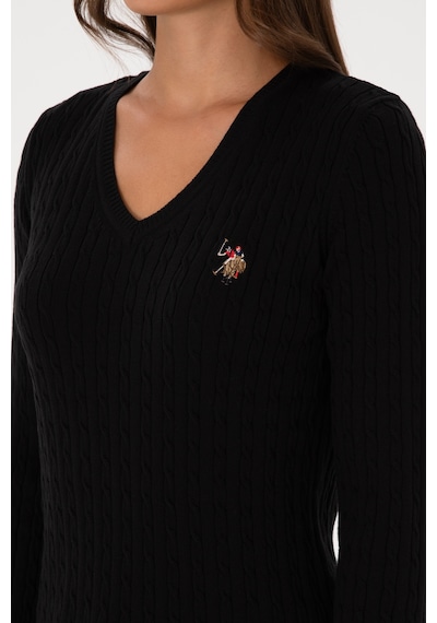 U.S. Polo Assn. Kadın Siyah V Yaka Basic Kazak 50307700-VR046