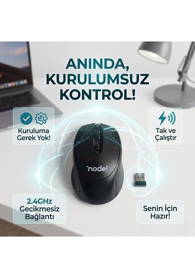 Siyah Kablosuz Ofis Mouse 2.4g Optik Lens Güç Tasarruf Modlu Tak Çalıştır 10 Metre Menzil Diğer