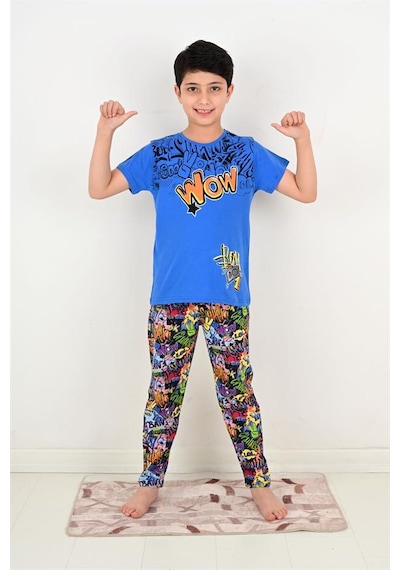 Vitmo erkek çocuk kısa kollu pijama takımı wow model lacivert