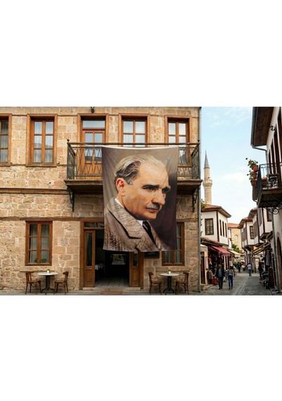 Sivil Gazi Mustafa Kemal Atatürk Yan Portre Poster Bayrak Premium Raşel Kumaş 300x450cm Ata8 Diğer