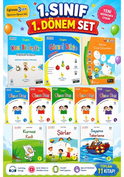 1. Sınıf 1.dönem Çalışma Seti 11 Kitap