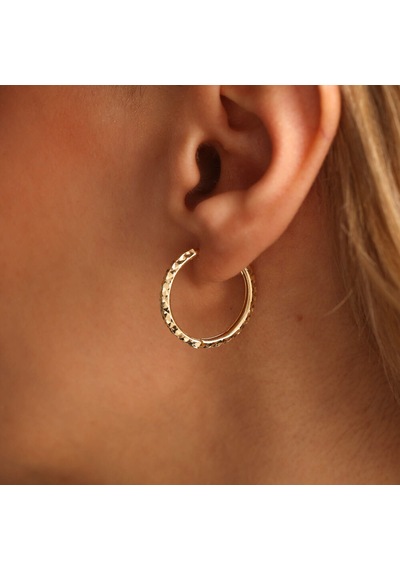Sembol Gold Parıltılı Altın Halka Küpe 2.0 CM