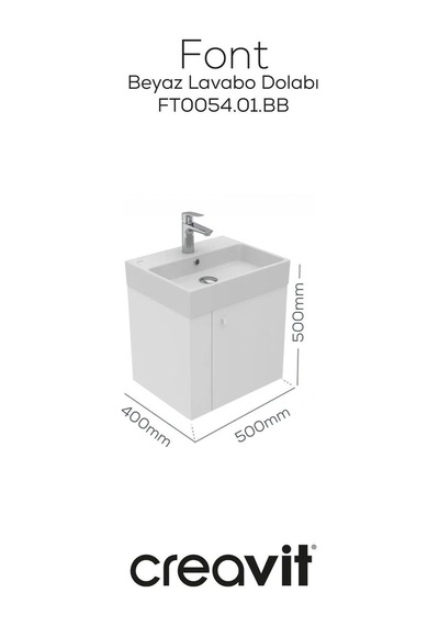 Creavit Font Lavabo Dolabı Ve Aynalı Dolap Seti Beyaz