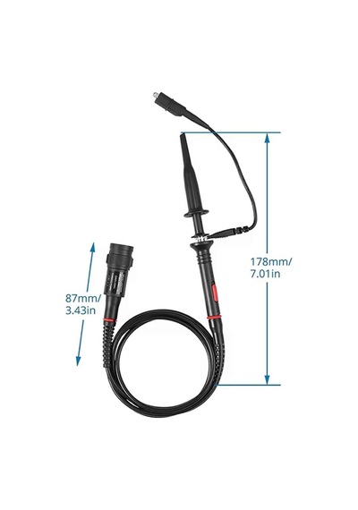 P2200 Osiloskop Probu 200mhz X1 X10 Kazanç Anahtarlı Bnc Soket Dc 300 / 600v Catıı Bnc 1 Metre Dvm.101.593