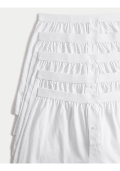 Marks & Spencer Saf Pamuklu 5'li Nefes Alabilir:trade Mark: Boxer Seti Beyaz