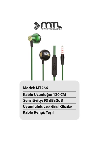 3.5 Mm Jack Girişli Stereo Kulak İçi Metal Kablolu Kulaklık Konforlu Ses Mt266 Diğer