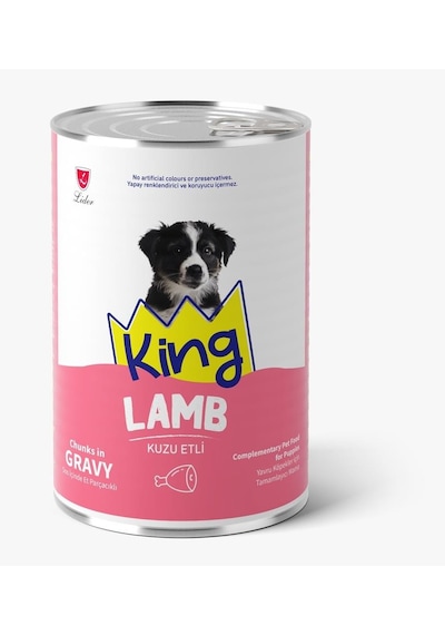 King Et Parçacıklı Kuzu Etli Yavru Köpek Konserve 400 Gr