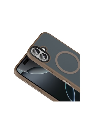 Apple Uyumlu iPhone 17 Kılıf Mat Arka Yüzey Wireless Şarj Özellikli Zore Flet M-safe Kapak Desert Titanyum
