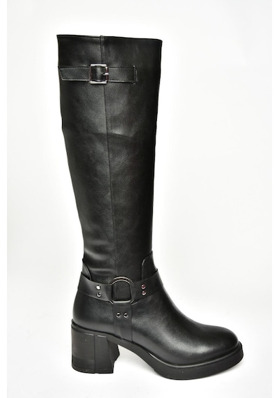 Fox Shoes T282832009 Siyah Kalın Topuklu Kadın Çizme Siyah