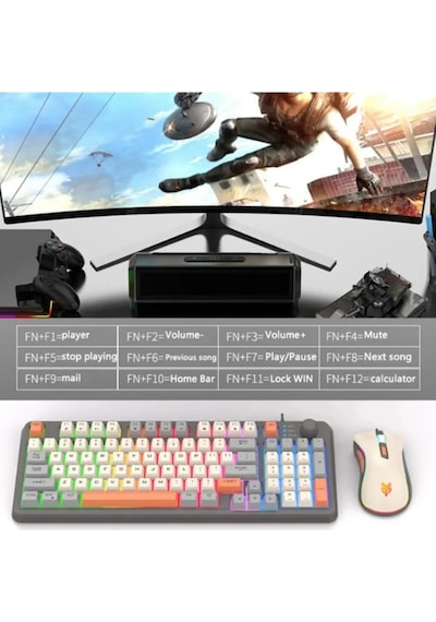Miaxtreme K820 Rgb Arkadan Aydınlatmalı Dokunmatik Ses Kontrol Fonksiyonlu Oyuncu Gaming Klavye Mouse Set