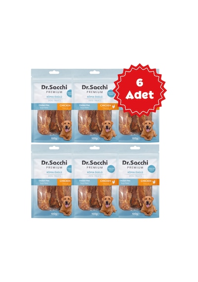 Dr.sacchi Premium Tavuk Fileto Tahılsız Köpek Ödülü 100gr 6 Adet
