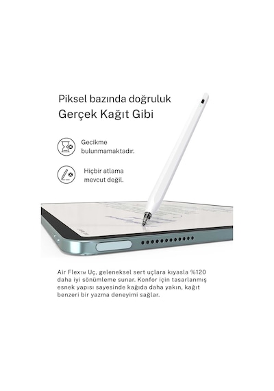 Apple Uyumlu iPad 11. Nesil A16 İle Uyumlu Profesyonel Avuç İçi Red Özellikli Stylus Sessiz Ve Hassas Tablet Kalemi Beyaz