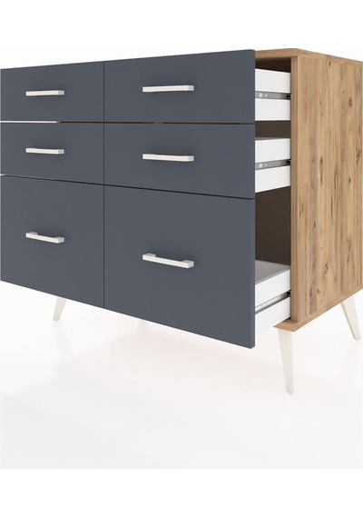Hyperion Şifonyer 6 Çekmeceli 88x44x80 Çam-çam/antrasit Çam/antrasit Hyperion Şifonyer 6 Çekmeceli 88x44x80 Çam-çam/antrasit Çam/antrasit