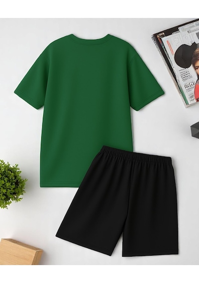 Uyguntarz Unisex Brooklyn Baskılı Tasarım Şort Takım Yeşil
