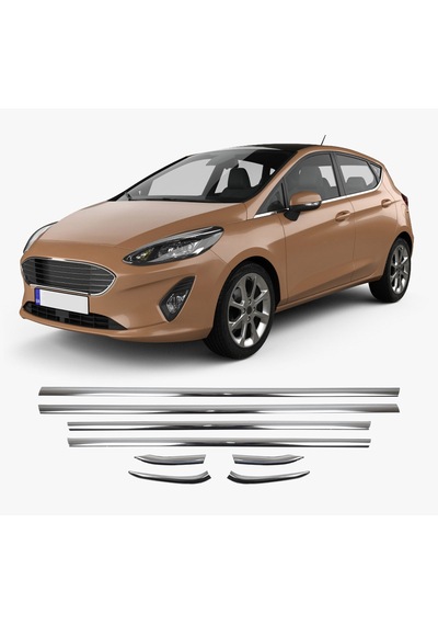 Ford Fiesta Uyumlu 2009-2017 Krom Cam Çıtası 8 Parça Paslanmaz  Çelik