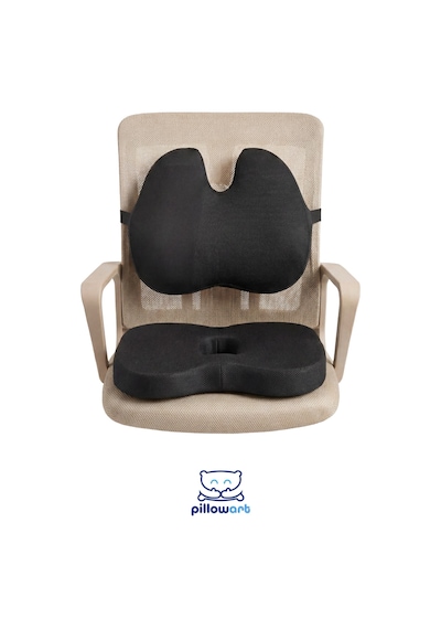 Ergonomik Kelebek Model Bel Destek Ve Visco Oturma Minderi Siyah