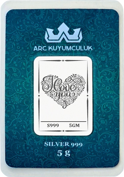 Sevgi Ve Aşk Temalı Hediyeye Özel 5 Gram 999 Ayar Gümüş İle Tasarlanmış Gümüş Külçesi-731