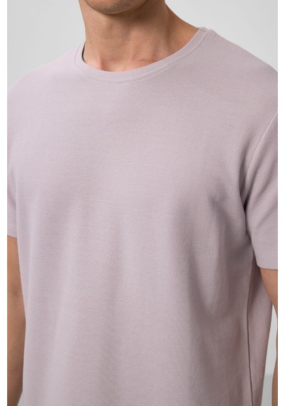 Tommy Life Taş Yüzeyi Dokulu Rahat Form Basic Erkek T-shirt - 88436 Taş