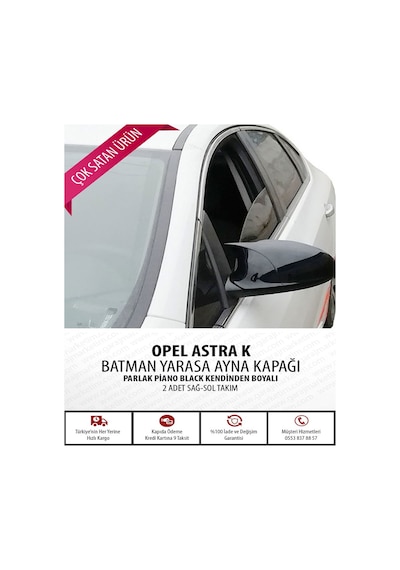 Opel Astra K Yarasa Ayna Kapağı Piano Black Parlak Siyah