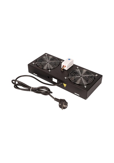 Lande 2 Li Fan Modülü Termostatlı, Switchli Anahtarlı Duvar Tipi Siyah Ral 9005