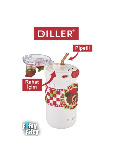 Dıller 520 Ml Tek Kapak Çift Kullanım Pipetli/pipetsiz Boyun Askılı/çelik Termos -ffdıllerd93renk Kırmızı