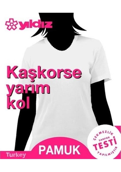 Yıldız 3017 Battal Kaşkorse Kısa Kol Kadın Fanila-Beyaz-3Xl