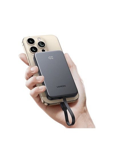 Ugreen Zapix 10.000 Mah 20w Dahili Usb-c Kablolu Hızlı Şarj Powerbank, 75161b Siyah