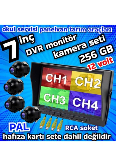 Ultra Mini 4 Adet 2 2 Cm Kamera Ve 7 İnç Dvr Monitör 12 Volt 256 Gb