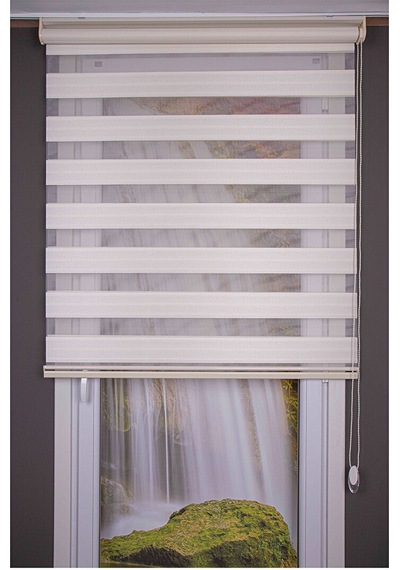 Oba Perde Keten Zebra Perde Beyaz 80 x 190