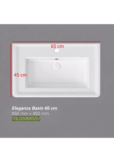 İsvea - Eleganza Dolap Uyumlu Lavabo 65 Cm Beyaz Dekorsuz Delikli - 10lg50065sv Beyaz
