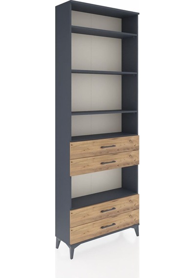 Arges Dolap 5 Raflı 4 Çekmeceli 88x30x243 Antrasit-çam Antrasit