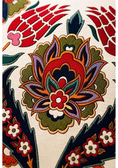 Premium Goblen Nakış Kırlent Kılıf 40 Cm X 40 Cm - 1 Adet Acı Kahve