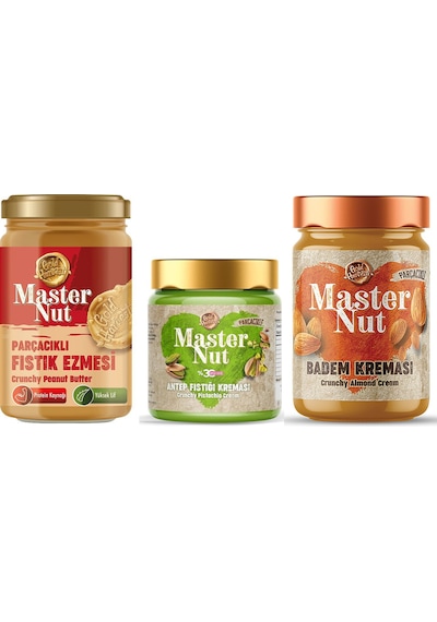 Master Nut Fıstık Ezm - Badem Kreması Ve Antep Fıstık Kreması 3 Lü Karma Paket