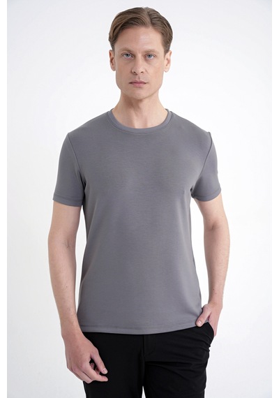 Efor Comfort Fit Bisiklet Yaka %97 Esnek Pamuklu Antrasit Tişört Ts 885