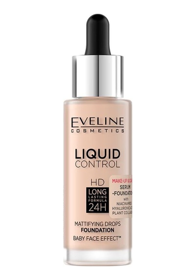 Liquid Control Damlalıklı Niasinamid, Vegan Kolajen İçeren Fondöten Soft Porcelaın