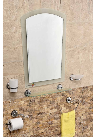 Çift Camlı 6 Parça Dev Büyük Banyo Wc Kafe Cafe Tuvalet Ayna Seti Gümüş