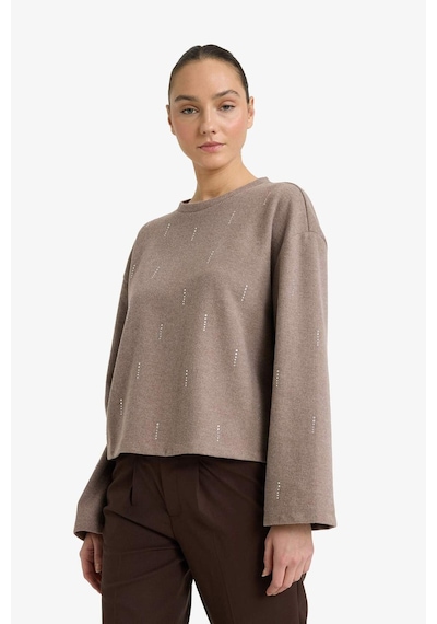 Defacto Relax Fit Bisiklet Yaka Uzun Kollu Tişört G7716ax25wnbn570 Kahve-bn570