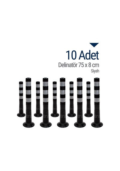 İleri Trafik Delinatör 75  x  8 CM Siyah 10 Adet Esnek Duba