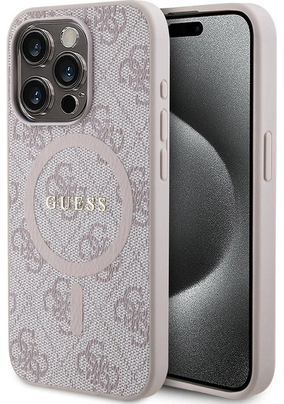 Apple Uyumlu iPhone 15 Pro Kılıf Guess Lisanslı Magsafe Şarj Özellikli 4g Desenli Yazı Logolu Kapak Siyah
