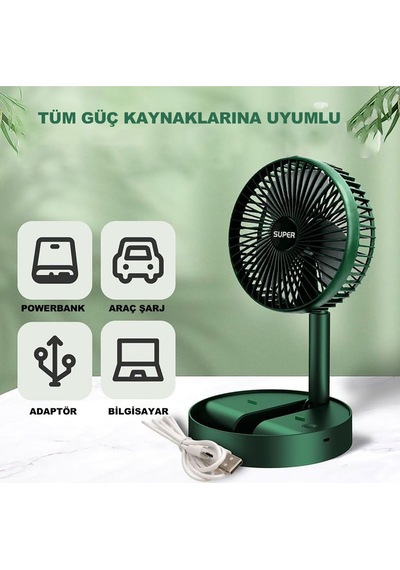 Robeve Masaüstü Vantilatör Şarjlı Vantilatör 3 Kademeli Vantilatör Fan Masa Üstü Kompakt Vantilatör