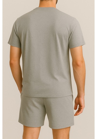 Unisex Brooklyn Baskılı Bisiklet Yaka Gri T-shirt Gri Şort Gri