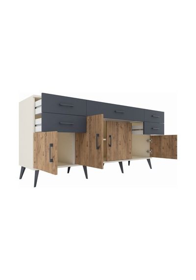 Hyperion Konsol Tek Raflı 5 Çekmeceli 4 Kapaklı 176x44x83 Aytaşı-çam/antrasit Çam/antrasit Hyperion Konsol Tek Raflı 5 Çekmeceli 4 Kapaklı 176x44x83 Aytaşı-çam/antrasit Çam/antrasit