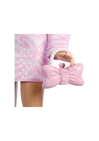 Barbie Pembe Kot Ceket Ve Uyumlu Bir Etek Giyen Ve Fiyonklu El Ça