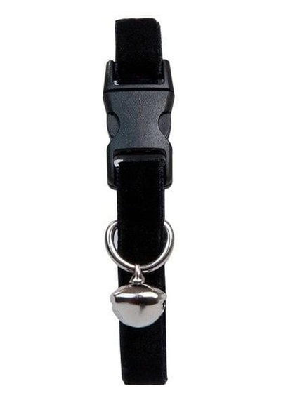 Kadife Zilli Ayarlanabilir Kedi Boyun Tasması 22-30 Cm Siyah-18504