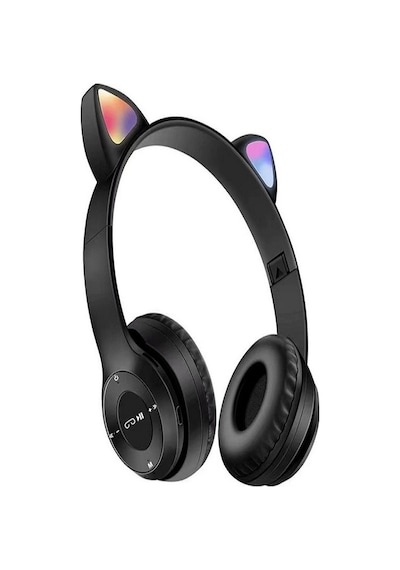 Mmpshop P47M Sevimli Kedi Bluetooth Kablosuz Mikrofonlu RGB Kulak Üstü Kulaklık