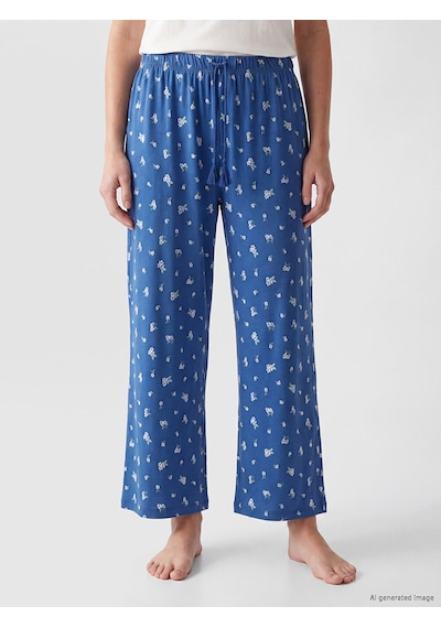 Lcw Dream Lacivert Beli Lastikli Desenli Kadın Kaprili Pijama Altı