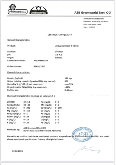 Profi Mix 250 Lt Profimix Ithal Blueberry Yaban Mersini Torfu - Ph 3,5-4,2 Asidik Toprak 0-40 Mm 0,250