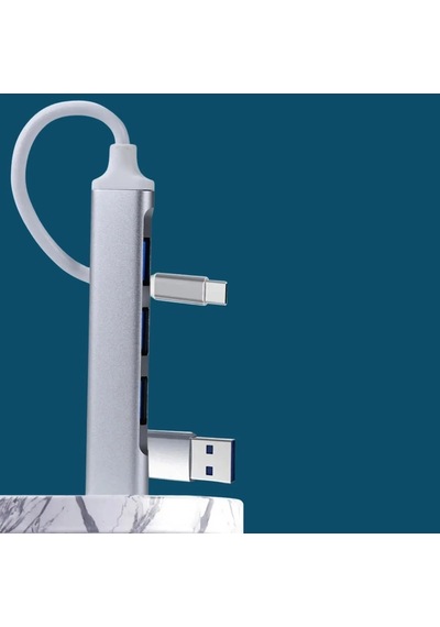 4 Port'lu Bağlantı İstasyonu Ultra İnce Usb Bölücü Type-c Tipi Çoklu Arayüz Adaptörü Multi Usb Çoklayıcı Belirtilmemis
